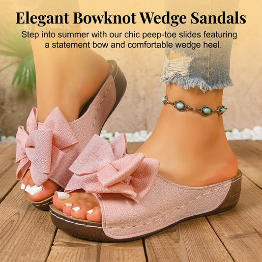 🔥While Supplies Last 40% OFF!🎉 Women's Bowknot Peep-Toe Wedge Sandals