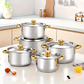 🍳 60% OFF NOW! 🔥 5-Piece Stainless Steel Cookware Set with Glass Lids – Durable, Even Heat Distribution & Elegant Design ✨