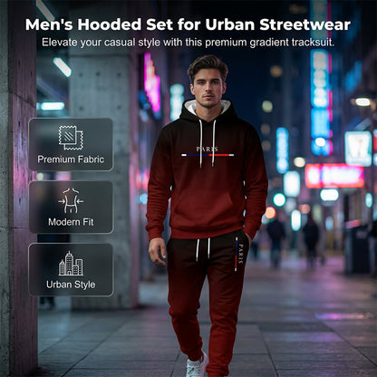 Black-to-Red Gradient Sportswear Set 🔥 Complete with Hoodie & Pants — Features a Kangaroo Pocket and Drawstring Waist. Perfect for Both the Gym and the Streets! 💪
