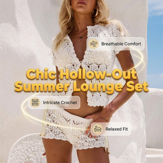 🔥Buy 2  Get 1 FREE – YOU GET 3🔥Chic Hollow-Out Summer Crochet Top & Shorts Set