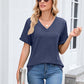 👕 50% OFF NOW! 🌸 Women's V-Neck Short Sleeve Casual T-Shirt – Classic V-Neck, Soft Polyester & Rolled Cuffs ✨