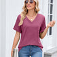 👕 50% OFF NOW! 🌸 Women's V-Neck Short Sleeve Casual T-Shirt – Classic V-Neck, Soft Polyester & Rolled Cuffs ✨