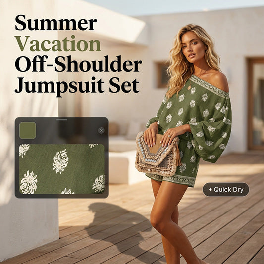 🔥While Supplies Last 40% OFF!🎉 Bohemian Off-Shoulder Printed Jumpsuit Set