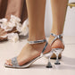 🔥While Supplies Last 40% OFF!🎉Rhinestone Ankle Strap Sandals with Sculptural Heel