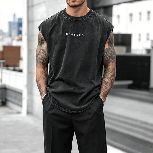 🔥While Supplies Last 40% OFF!🎉 Vintage Wash Loose Fit Gym Muscle Tee
