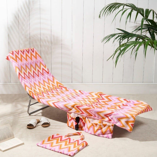 🔥While Supplies Last 40% OFF!🎉 2-in-1 Beach Chaise Lounge Cover with Side Pockets