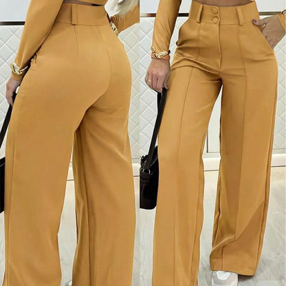 ✨ 50% OFF High-Waist Wide-Leg Trousers – Slimming Waistline, Flowing Silhouette & Office-to-Evening Comfort