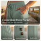 🌞Summer Hot Sale-55% Off!!🌿Women's Solid-Color Pleated Cotton-Linen Cropped Pants