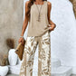 📢📢40% OFF !! ⏰Sleeveless Top & Printed Capri Pants Set
