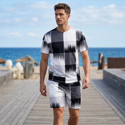 🔥2026 New Arrival 🔥Men's Abstract Print T-Shirt & Shorts Set