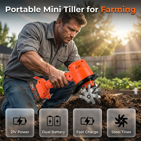 🥳2026 HOT SALE🥳💞50K+ SOLD!🔋🧑‍🌾 50% OFF! Portable Mini Tiller Cultivator for Farming