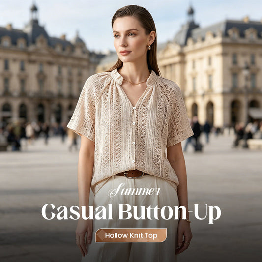 🔥While Supplies Last 40% OFF!🎉 Summer Casual Button-Up Hollow Knit Top