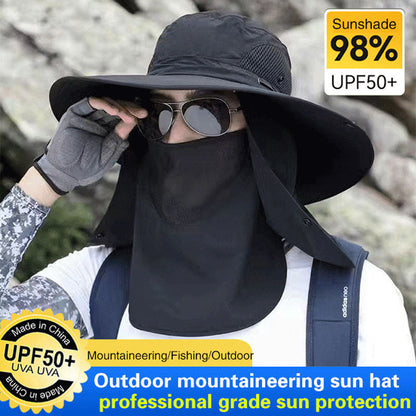 ⛰️🧢 Outdoor Mountaineering Sun Hat – UPF 50+, Breathable Mesh, Wide Brim, Foldable. Perfect for Hiking, Fishing, or Beach! ☀️🌲🎣