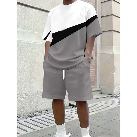 🔥While Supplies Last 40% OFF!🎉 Men's Color Block Casual T-Shirt and Shorts Set
