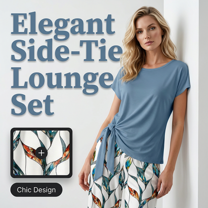 👚 50% OFF NOW! 🌸 Women's Side-Tie Top & Patterned Pants Set – Flowy, adjustable fit & perfect for summer vacations or resort wear 👖