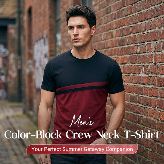 👕 50% OFF NOW! 🎨 Men's Color-Block Crew Neck T-Shirt – Soft cotton, modern cut & perfect for daily wear, sports or casual outings ✨