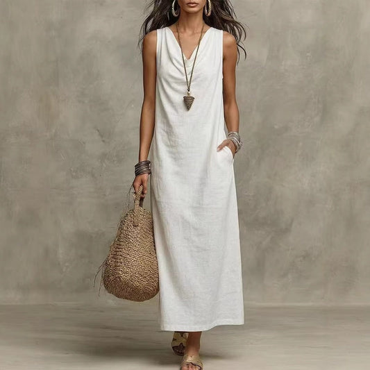 🔥While Supplies Last 40% OFF!🎉 Women's Sleeveless Cowl Neck Maxi Dress with Pockets