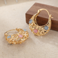 🔥While Supplies Last 40% OFF!🎉 Gold-Plated Crescent Hoop Earrings with Enamel Flowers