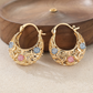 🔥While Supplies Last 40% OFF!🎉 Gold-Plated Crescent Hoop Earrings with Enamel Flowers