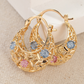 🔥While Supplies Last 40% OFF!🎉 Gold-Plated Crescent Hoop Earrings with Enamel Flowers