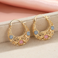 🔥While Supplies Last 40% OFF!🎉 Gold-Plated Crescent Hoop Earrings with Enamel Flowers