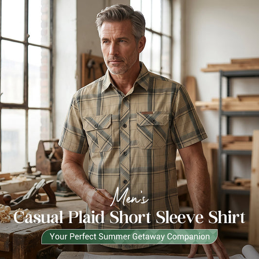 🔥While Supplies Last 40% OFF!🎉 Men's Casual Plaid Short Sleeve Shirt