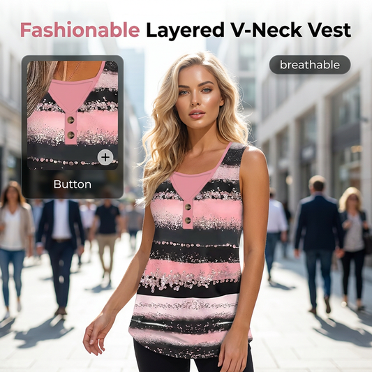 🔥While Supplies Last 40% OFF!🎉 Women's Striped Fake Two-Piece Tank Top