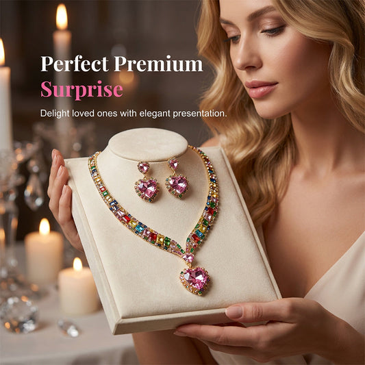 💎 LIMITED-TIME 50% OFF! ✨ Sparkling Heart Jewelry Set – Necklace & Earrings, Elegant, Lightweight 💖