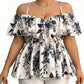 🔥While Supplies Last 40% OFF!🎉 Women's Plus Size Printed Off-Shoulder Ruffle Cami Top