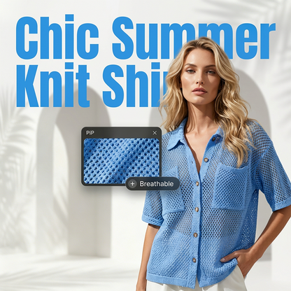 🌸 50% OFF NOW! 🌸Women Short Sleeve Knit Button Shirt Free Gift Necklace