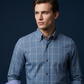 👔49% OFF! ✨Men's Modern Fit Windowpane Shirt – Contrast Details, Button-Down, Premium Blend 🍁