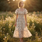 ⏰ 50% OFF ✨Women's Square Neck Smocked Floral Midi Dress