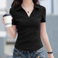 👕 LIMITED-TIME 50% OFF! ✨ Women's Slim-Fit T-Shirt – Lapel V-Neck, Cooling Fabric, Solid Colors 🌿