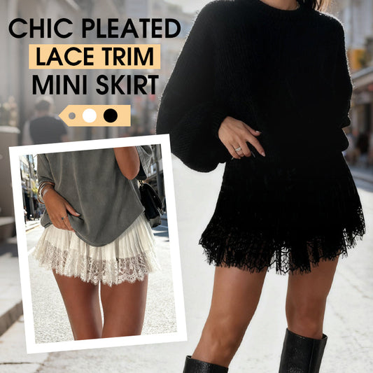 🔥While Supplies Last 40% OFF!🎉 Chic Pleated Lace Trim Mini Skirt