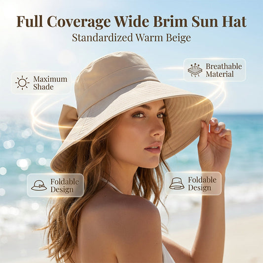 🎁New Arrival 50% OFF💥Women's Bowknot Wide Brim Sun Protective Hat