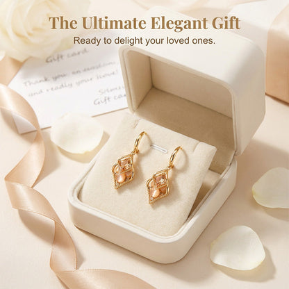 📢📢33% OFF !! ⏰Elegant Leaf Cat's Eye Drop Earrings