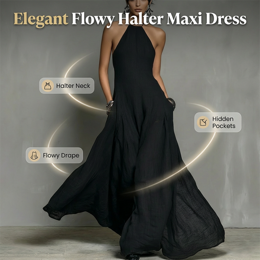 🔥While Supplies Last 40% OFF!🎉 Women's Elegant Sleeveless Halter Maxi Dress