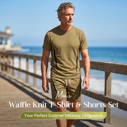 🔥While Supplies Last 40% OFF!🎉 Men's Waffle Knit T-Shirt & Shorts Set