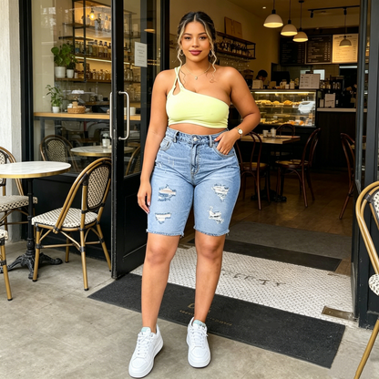 🔥While Supplies Last 40% OFF!🎉 Women's Plus Size Distressed Denim Shorts