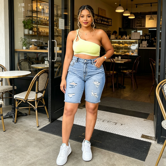 🔥While Supplies Last 40% OFF!🎉 Women's Plus Size Distressed Denim Shorts