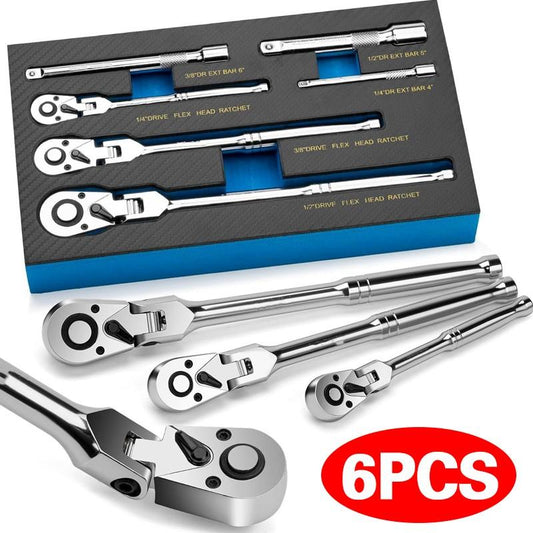 🔧 50% OFF NOW! ⏰6-Piece Flex Head Ratchet Wrench Set – 72-tooth gear & 180° pivoting head – For tight spaces, rust-resistant – ideal for auto or home repair 🛠️