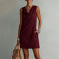 👗 50% OFF NOW! ⏰ Elegant Slim Fit Cowl Neck Dress – Sleeveless, side pockets & versatile – Flattering drape, perfect for work or evenings – comfortable and chic ✨🌸