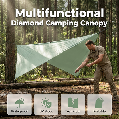 📢📢49% OFF !! ⏰Portable Diamond-Shaped Camping Tarp Sun Shelter