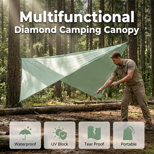 📢📢49% OFF !! ⏰Portable Diamond-Shaped Camping Tarp Sun Shelter