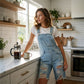 📢📢40% OFF !! ⏰Women's Distressed Denim Overall Shorts
