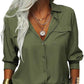 📢📢50% OFF !! ⏰Women's Solid Lapel Long Sleeves Button-Down Shirt