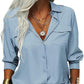 📢📢50% OFF !! ⏰Women's Solid Lapel Long Sleeves Button-Down Shirt
