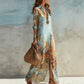 🎁New Arrival 50% OFF💥Elegant Retro Print Maxi Dress | Boho V-Neck Button-Down Flowy Gown | Breathable Summer Beach Holiday Dress