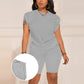 📢📢50% OFF !! ⏰Women's Crew Neck T-Shirt & Fitting Shorts Set
