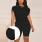 📢📢50% OFF !! ⏰Women's Crew Neck T-Shirt & Fitting Shorts Set